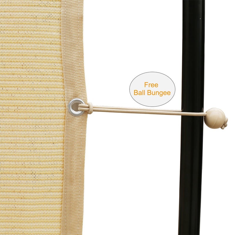 Shatex 90% Shade Fabric 12x 12ft Sun Shade Cloth with Grommets for Pergola Cover Canopy Wheat, 12 Bungee Balls - Image 5